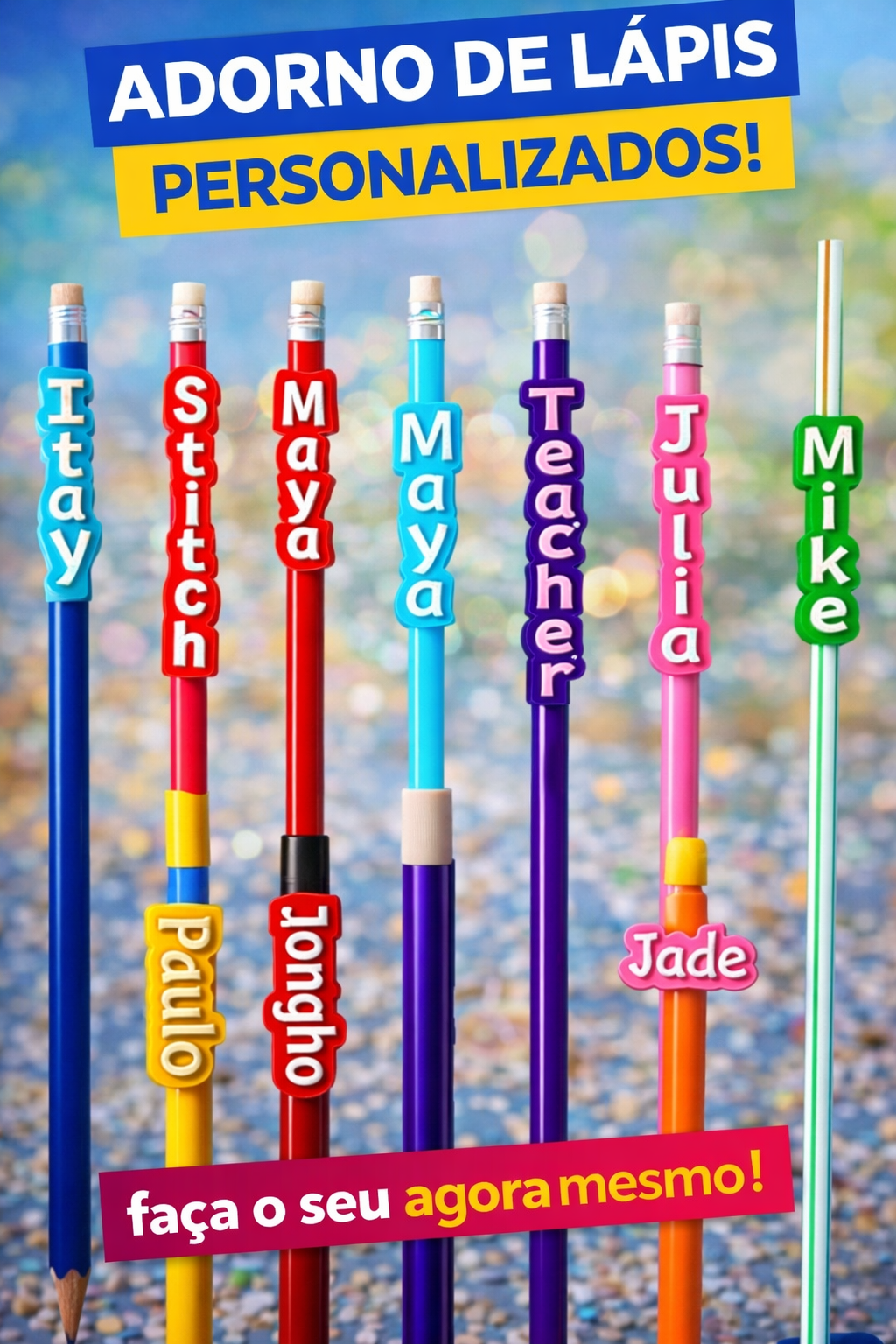Lápis com adorno personalizado