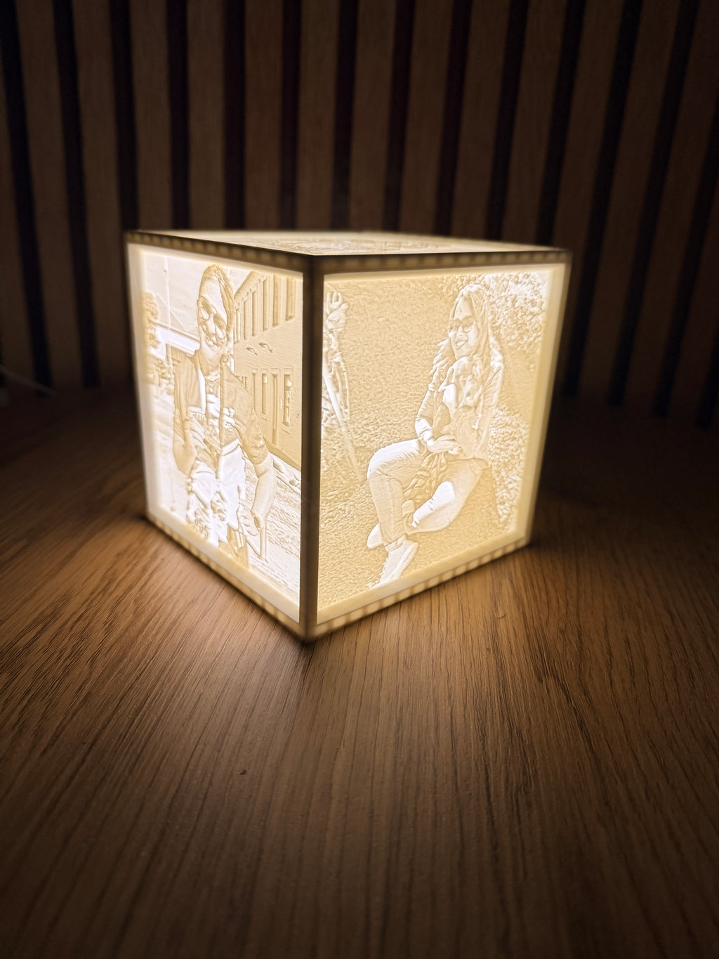 CUBO PERSONALIZADO COM FOTOS EM LITHOPHANE E LUZ LED