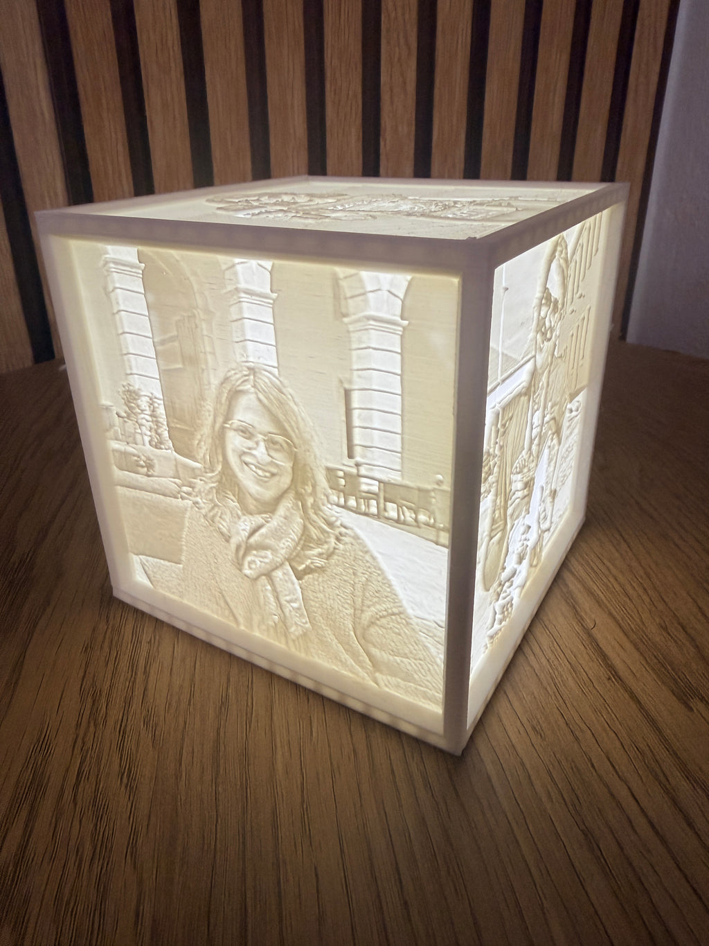 CUBO PERSONALIZADO COM FOTOS EM LITHOPHANE E LUZ LED
