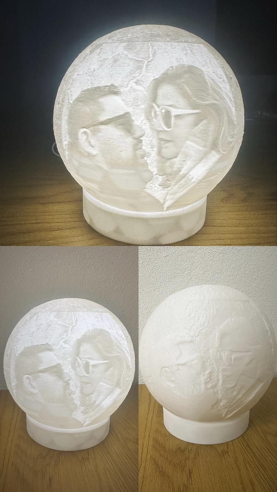 Abajur Lunar com fotografia em lithophane